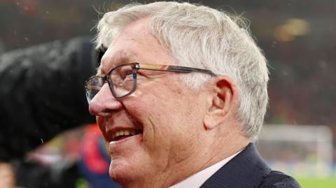 Former Manchester United manager Sir Alex Ferguson smiling