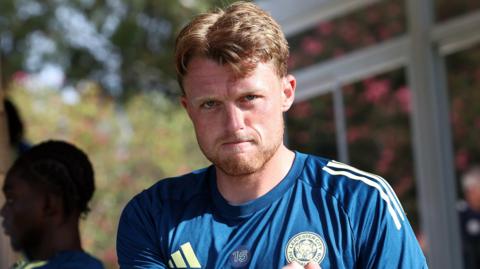 Harry Souttar, wearing a blue Leicester City training top, in pre-season training with the Foxes in Spain in July 2026