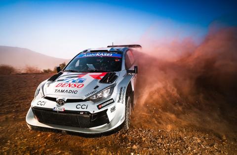 Takamoto Katsuta competes in his Toyota GR Yaris during Day 1 of WRC Acropolis Rally in Lamia, Greece. Photo by McKlein Photography