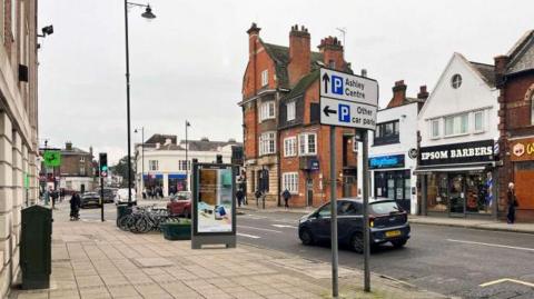 The high street of an English market town.