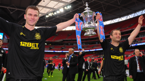 Shaun Maloney (right) celebrates winning the FA Cup with Wigan in 2013 with Callum McManaman