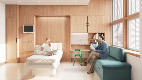 Artist's impression of bedroom at Cambridge children's hospital