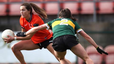 Kerry’s Eilís Lynch tackles Aimee Mackin of Armagh