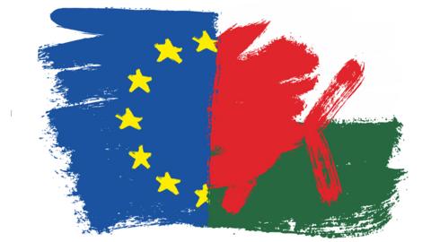 EU and Welsh flags graphic