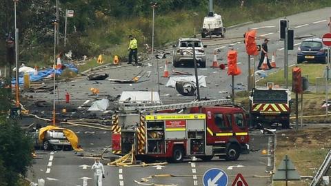 Emergency services at the scene of the air crash in 2015