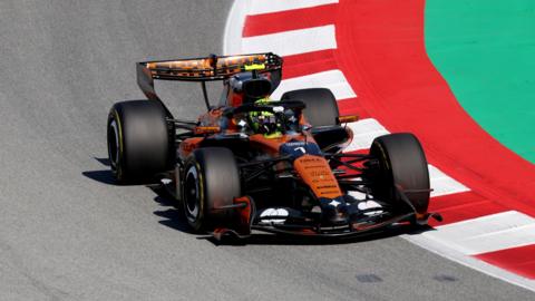McLaren's Lando Norris in second practice for the Barcelona-Catalunya Grand Prix