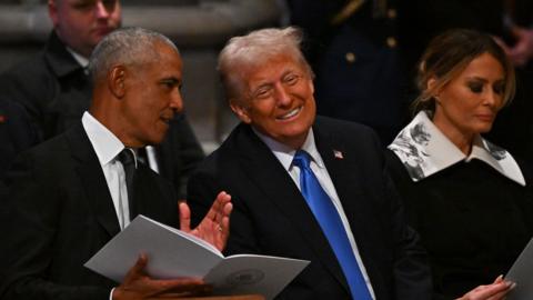 Former US President Barack Obama and President-elect Donald Trump