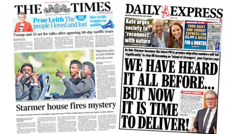 The front pages of The Times and the Daily Express