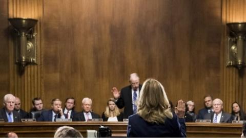 Christine Blasey Ford giving testimony