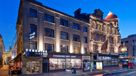 The outside of the Tyneside Cinema building at night