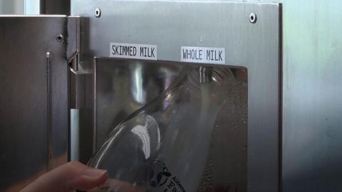 Milk being dispensed
