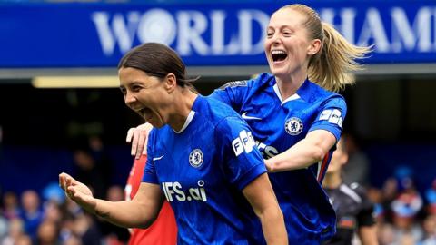 Sam Kerr celebrates