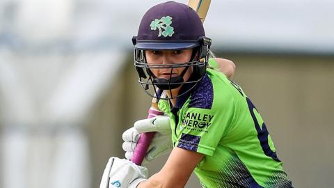 Gaby Lewis was presented with her 100th Ireland cap by her mother before going on to hit 92 for the Irish