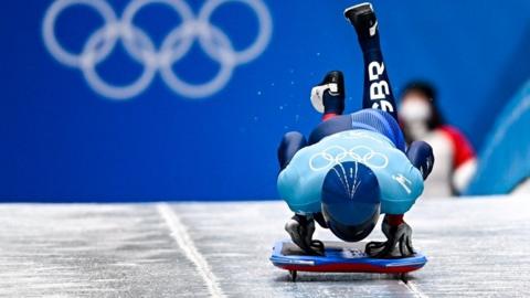 Matt Weston in action in skeleton