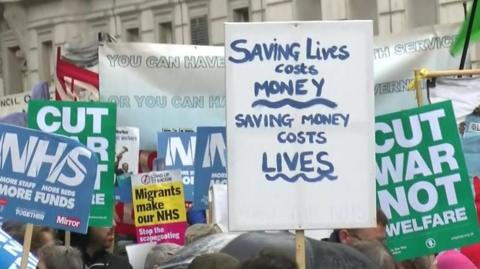 Placards at rally for the NHS