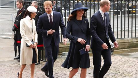 Royals and Meghan Markle at Westminster Abbey.