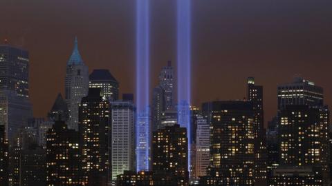 Manhattan Tribute in Lights commemorating 9/11