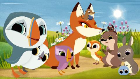 Oona and Baba and their animal friends from Puffin Rock.