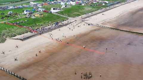 An aerial shot of Blyth beach, Northumberland