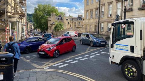 The busy Gay Street junction in Bath where Bath and North East Somerset Council plans to implement a new 'liveable neighbourhood' 