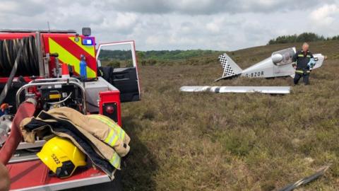 Aircraft after forced landing in New Forest