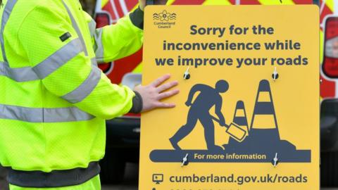 Cumberland Council maintenance work sign