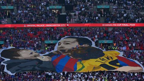 Crystal Palace fans unveil a tifo during their 1-0 win over Manchester City in the FA Cup final