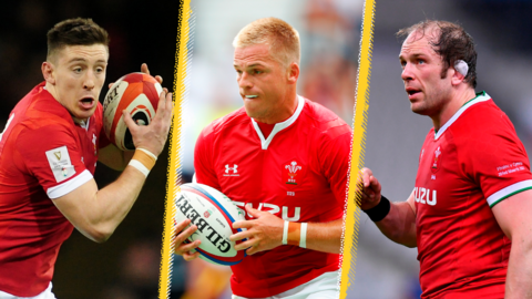 Josh Adams, Gareth Anscombe and Alun Wyn Jones