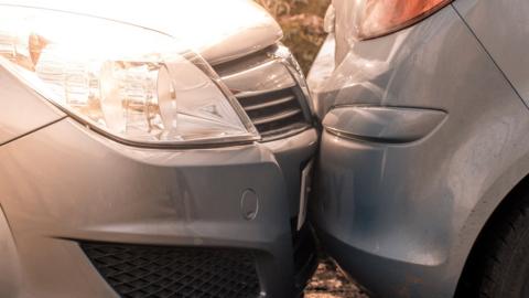 two cars in bump