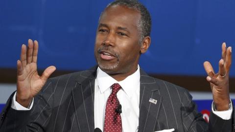 Republican U.S. presidential candidate Dr. Ben Carson speaks during the second official Republican presidential candidates debate of the 2016 U.S. presidential campaign at the Ronald Reagan Presidential Library in Simi Valley, California, United States, September 16, 2015.