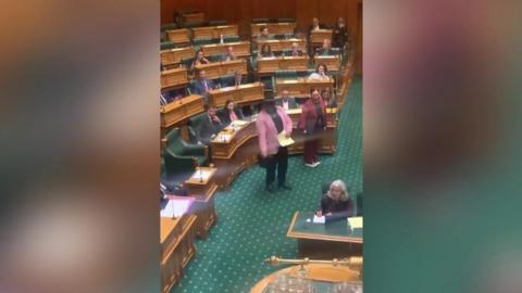 Rawiri Waititi MP performs the haka