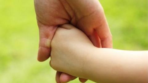 Child holding adult hand