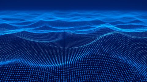 Abstract waving blue particles technology background (stock image)