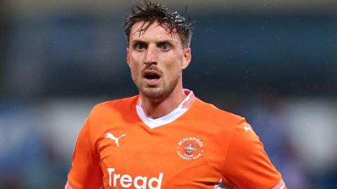 Jake Beesley in action for Blackpool