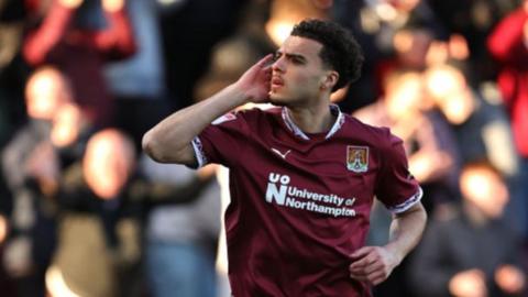 Nesta Guinness-Walker celebrates after scoring Northampton's second goal against Bristol Rovers