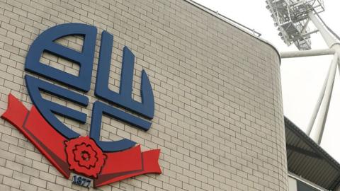 Bolton Wanderers crest on a wall at the Toughsheet Stadium