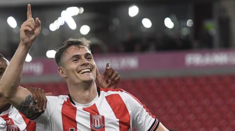Michael Rose celebrates for Stoke City last season