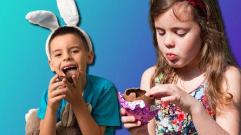 kids eating Easter eggs