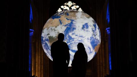 Gaia by Luke Jerram at Durham Cathedral