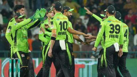 Lahore Qalanders celebrate a wicket