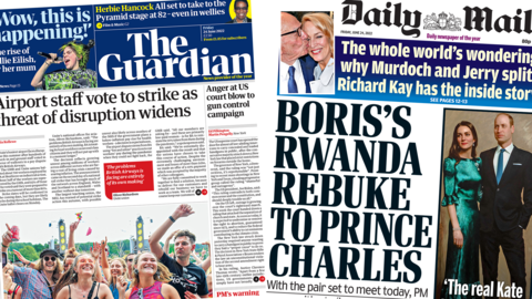 The Guardian and Daily Mail front page