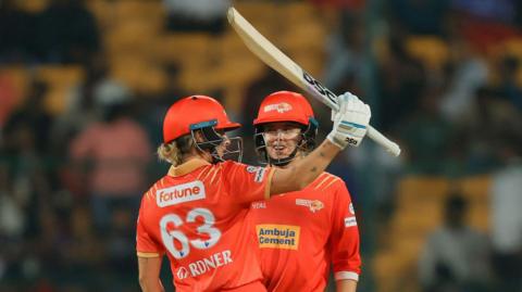 Ash Gardner acknowledges her half-century for Gujarat Giants