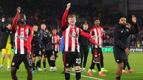 Brentford players celebrate