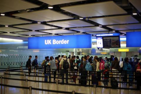 General view of passengers going through UK Border at Terminal 2 of Heathrow Airport