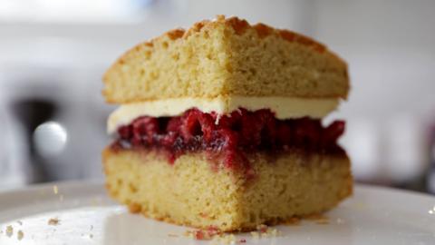 Slice of Victoria sponge cake