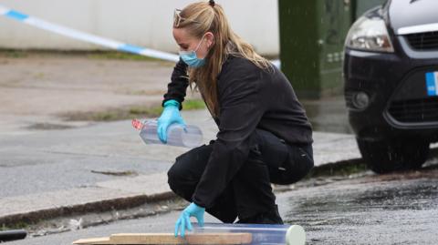 Evidence from the scene being gathered by Sussex Police