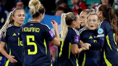 Erin Cuthbert of Scotland celebrates