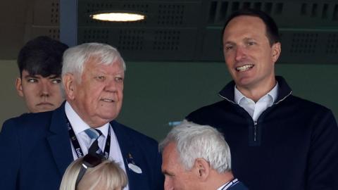 Tony Rowe (left) talks to Ryan Caswell
