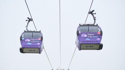 The cable car links North Greenwich and Custom House in east Lonodn