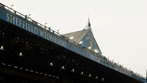A general view of a Sheffield Wednesday sign at their Hillsborough Stadium home